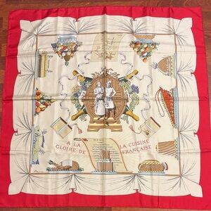 Hermes vintage Red and Cream Scarf